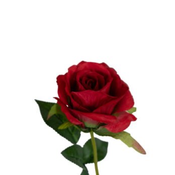 Rose ouverte artificielle rouge de 63cm - tige artificielle - Atmosphère Green