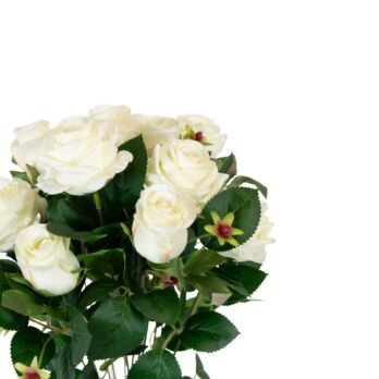Bouquet 13 roses boutons artificielles blanches - Atmosphère Green