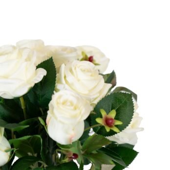 Bouquet 13 roses boutons artificielles blanches - Atmosphère Green